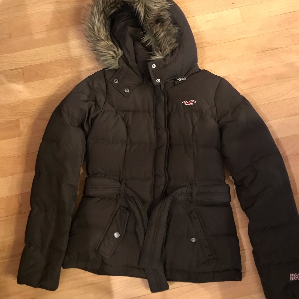 Hollister Puffy Winter Coat with Faux Fur Trim